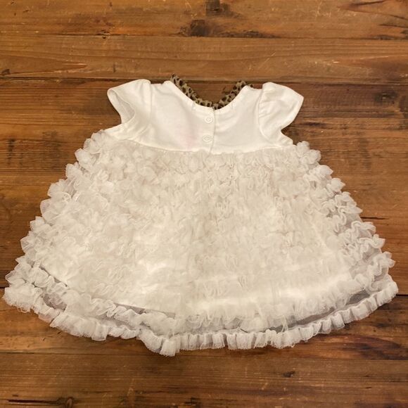 Nanette Baby Fancy Dress Off White Layered Ruffle Rose Bud Leopard Accent O-3 M - Picture 10 of 14